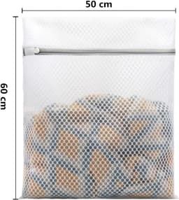 Set van 3 waszakken van gaas, perfect Geschikt voor het ordenen van delicate was, honingraatpatroon, afmeting 50 x 60 cm. — thumbnail 2