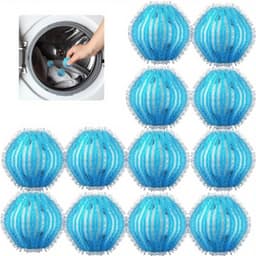 12-delige Wasbollen - Wasbollen - Ballen voor het verwijderen van dierenharen - Hulpmiddel voor het verwijderen van haar uit de was - 3.5*3.5*3.5cm - Zeeblauw - Nylon/Kunststof — thumbnail 1