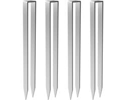 Tuin-grondankers – Voor rozenbogen en bevestigingen – 4-delige set – U-vormige stalen pennen – Afmetingen: 30 x 2,9 x 2,1 cm – Zilver — afbeelding 1