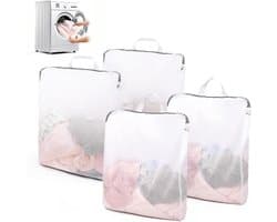Set van 4 Herbruikbare Wasnetten voor de Wasmachine, Delicate Waszakken met Handvat, 50x60 cm, Ideaal voor Kleding en Ondergoed