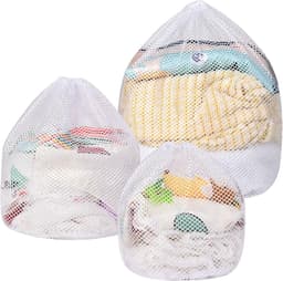 Allecto - 3-delige trekkoord waszak - waszakken met gaas - delicate was - 3 stuks - wasmachine - speelgoedopslag - geschikt voor babykleding — thumbnail 5