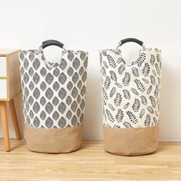 Bera Home Wasmand Set van 2 - Opvouwbare Wasmanden - Inklapbaar Wastas - 31x58cm - 2x43 Liter - IJzeren Pijpenrek - Praktische Wasoplossing — thumbnail 1