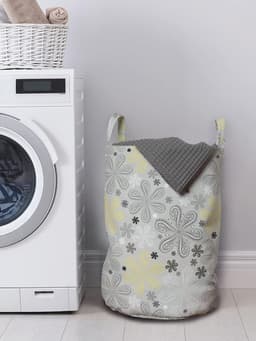 Goodivery ® Stijlvolle Grijs en Gele Wasmand met Handvatten en Sluiting voor Eenvoudig Draaggemak — thumbnail 3