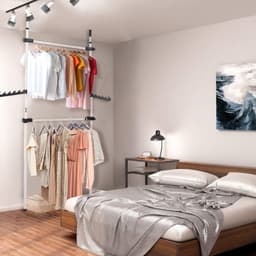 Telescopische garderobestand - inloopbaar kledingkastsysteem - vloer tot plafond - multifunctioneel - slaapkamer woonkamer - 80-139 cm. — thumbnail 2