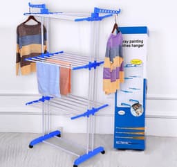 Droogrek - Wasrek - Droogrek inklapbaar - Droogtoren - Opvouwbaar - 170 CM - 3 lagen - Blauw - Incl. wielen — thumbnail 1