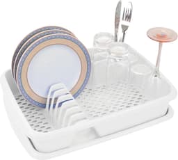 Ruimtebesparend Afdruiprek met Lekbak - 40 x 30 cm - Perfect voor Wastafel en Camping - Organiseer en Droog Servies Efficiënt — thumbnail 1