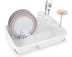 Ruimtebesparend Afdruiprek met Lekbak - 40 x 30 cm - Perfect voor Wastafel en Camping - Organiseer en Droog Servies Efficiënt