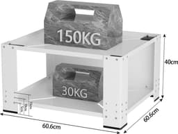 Wasmachine Verhoger - Dubbel- Wasmachine opbouwmeubel - Tot 100kg - Wasmachine Kast - Wasmachine Sokkel Universeel Wit — thumbnail 5
