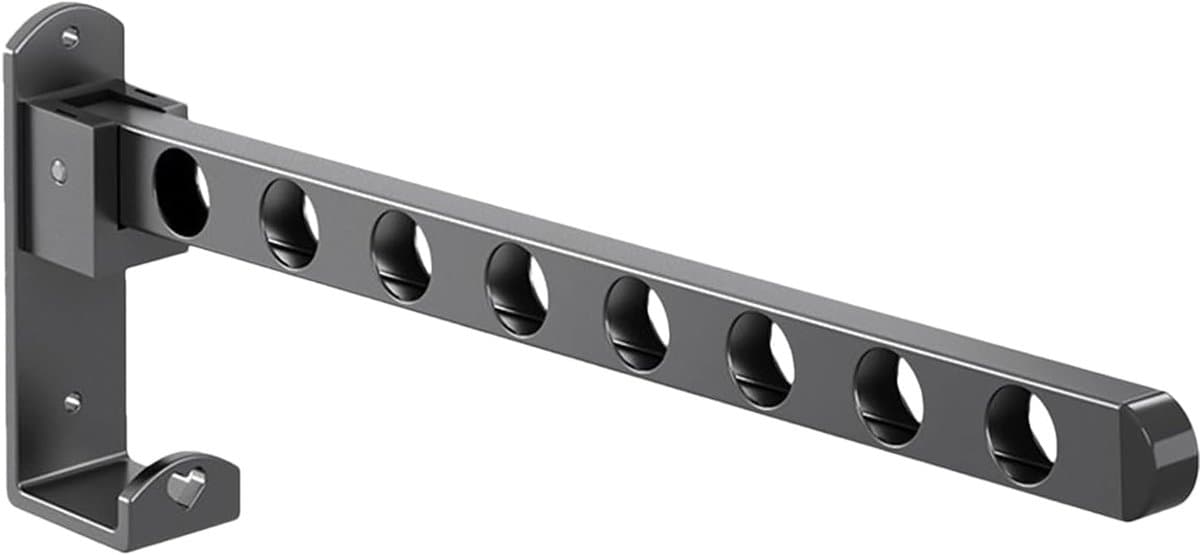 Wand Droogrek - Inklapbare Hangers - Ruimte Besparen - 90° Opvouwbaar - 5x3x5 cm - Grijs — afbeelding 1