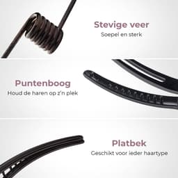 Haarclips Krokodil - Haarspelden Set - Haarstyling Knippen - Professionele Kwaliteit - 12 Stuks - Zwart — thumbnail 4