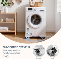 Wasmachine Verhoger - Wasmachine Opbouwmeubel - Wasmachine Sokkel - Anti Slip & Verstelbaar Waswagen van 40 tot 60 cm - Ook voor Droger, Koelkast en Vriezer - 200 Kg Draagkracht - 4 Vergrendelbare Wielen - van Imperatoris — thumbnail 2