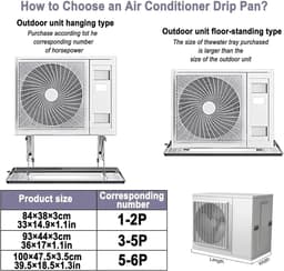 Airco lekbak - Condensbak afvoer - Water opvang - Roestvrij staal - 93x44x35cm - Zilver — thumbnail 5