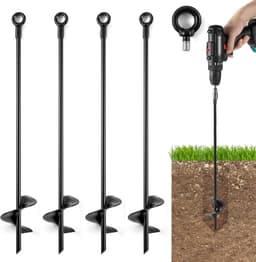 4 stuks 46 cm grondankers voor zware omstandigheden bij harde wind - grondpennen met schroefbevestiging voor stacaravans, schommels, tenten, carports en tuinhuisjes — thumbnail 1