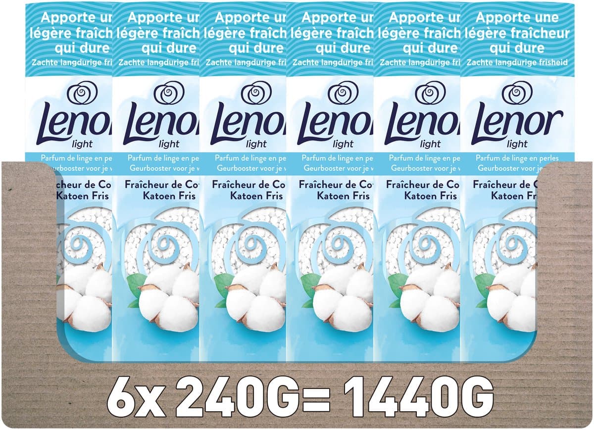 Lenor Light Geurbooster Katoen Fris - 6 x 240 gram - Wasparfum — afbeelding 1