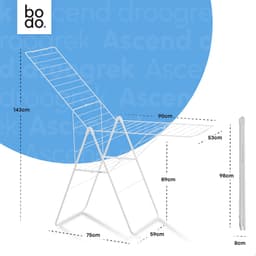 Wasrek - Droogrek Inklapbaar - 27 meter drooglengte - Wit – Bodo — thumbnail 2
