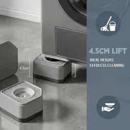 Trillingsdempers wasmachine - Trillingsdempers - Anti-vibration pads - Washing machine pads - Non-slip feet - 4.5cm height - Set of 4 - Kitchen stove riser - Dryer - Fridge - Dishwasher - Noise reduction - Grey — thumbnail 5