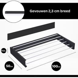 Wanddroogrek - Droogrek Inklapbaar - Wasrek - Droogtoren - Droogrekken - Zwart — thumbnail 3