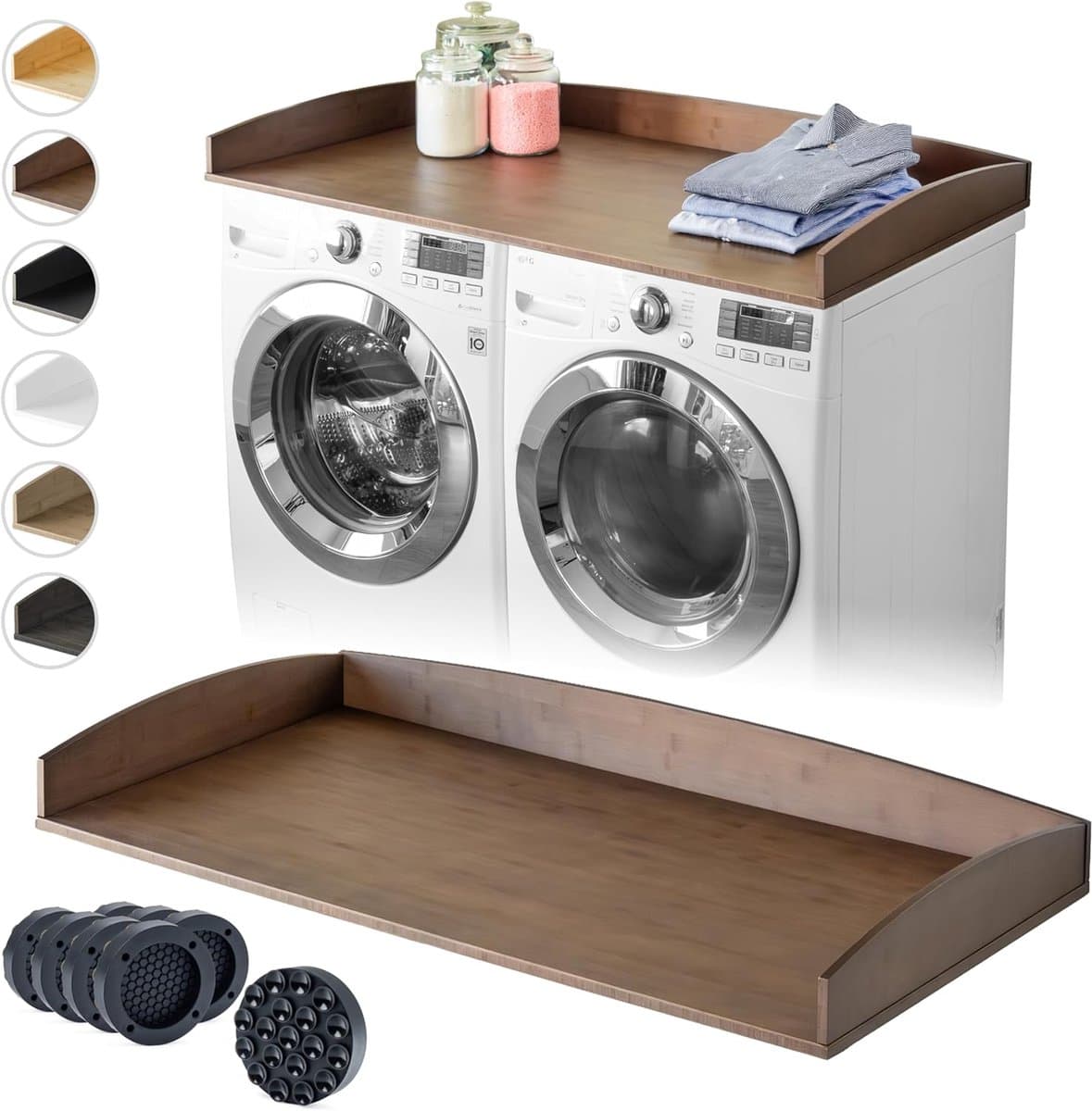 Bamboe Aanrecht voor Wasmachine en Droger - Extra Werkblad met Anti-Vibratie Pads — afbeelding 1