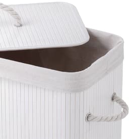 Sealskin Bamboo – Bamboe Wasmand met Deksel - Wasbare katoenen waszak - Handvatten - 56 Liter – afmetingen 60 x 40 x 23,5 cm - Wit — thumbnail 3