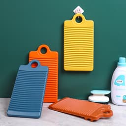 4 stuks Mini Washboard Plastic Non-slip Washing Hand Wash Board，for Household，31*16cm（Geel + Oranjerood + Oranje + Marineblauw） — thumbnail 1