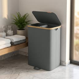 SONGMICS - Wasmand - Wasmand met Deksel - Uitneembare Waszak - 2 Vakken - 150 Liter Capaciteit — thumbnail 4