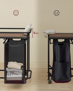 VASAGLE - Wasmand - Wasmand met Wielen - 2 Vakken - Met Afneembare Tassen en Etiketten — thumbnail 4