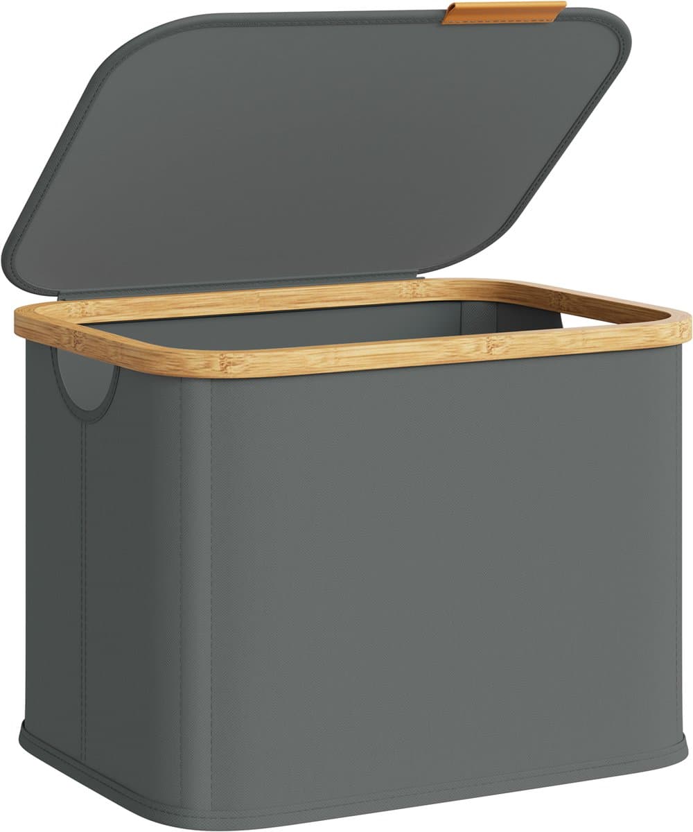 SONGMICS - Wasmand - Wasmand met Deksel - Opvouwbaar Oxford Stof - Bamboe Frame - Voor Wasruimte Slaapkamer Woonkamer — afbeelding 1
