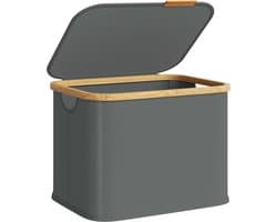 SONGMICS - Wasmand - Wasmand met Deksel - Opvouwbaar Oxford Stof - Bamboe Frame - Voor Wasruimte Slaapkamer Woonkamer