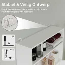 SNJY® Wasmachine Kast - Wasmachine Verhoger - Wasmachine Ombouw - 20L x 63B x 185H cm - Wit — thumbnail 2