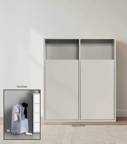 Waskast met 2 vakken voor sorteren wasgoed in badkamer of slaapkamer — thumbnail 4