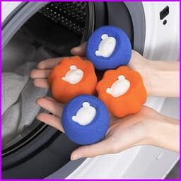 Herbruikbare droogballen — Verzachten de was op natuurlijke wijze, verkorten de droogtijd en voorkomen statische elektriciteit. Niet-giftige, milieuvriendelijke wasballen — 10-pack (5 rood, 5 blauw) — thumbnail 2