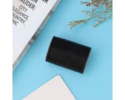 Gewaxt ledergaren 0,45 mm zwart - 160 m - voor leer bewerken - halsketting armband handwerk