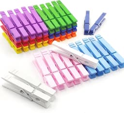 50 Gekleurde Houten Wasknijpers voor Ambachten en Ophangen - 10 Kleuren — thumbnail 1