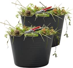 Excellent housewares Flexibele kuip / emmer - 2x - antraciet - 15 liter - kunststof - 35 x 28 cm — thumbnail 1