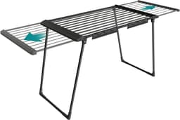 SONGMICS LLR522BH01 Opvouwbare kledingluchter, vloerdroogrek, uitschuifbare vleugels, droogoppervlak 22 m, met sokhouder, zwarte inkt — thumbnail 5