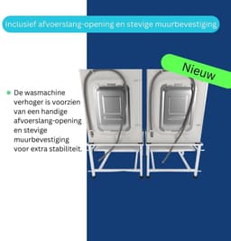 Wasophoogte® Wasmachine verhoger- Wasmachine opbouwmeubel XL - Wasmachine sokkel - 45cm hoog - Wit - Dubbel - Universeel - 63*126 (LxB) - Inclusief wandbeugels — thumbnail 2