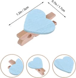 25 Stuks Lichtblauwe Mini Houten Hartje Wasknijpers, Multicolore Kleine Wasknijpers met Hart, 3cm Hart Fotoknijpers, Kleine Wasknijpers met Koord voor Foto's Display, DIY Handwerk, Bruiloft en Baby Shower Decor — thumbnail 5