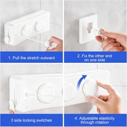 Intrekbare Waslijn - Wandwaslijn Dubbel Touw - Kleding Drogen Buiten - Anti Doorhang Systeem - 51 Meter Lengte - Wit — thumbnail 5