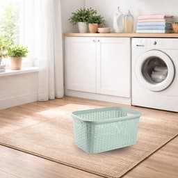 Plasticforte Wasmand - 35 liter - rotan - mintgroen - kunststof - 53 x 36 x 26 cm — thumbnail 2