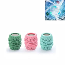 3 stuks Wasmachine Wasbal - anti-klit en gemakkelijk schoon te maken - siliconen wasballen- en reinigingsballen - wasmachine-schrobballen - Herbruikbare Droger Bal-7 * 4,5 cm - geschikt voor wasmachine-onderhoud thuis - lichtblauw + groen + roze — thumbnail 2