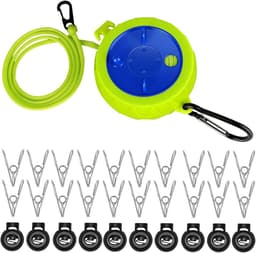 Intrekbare Waslijn 10 Meter Draagbaar met Winddichte Klemmen en Bevestigingsgespen — thumbnail 1
