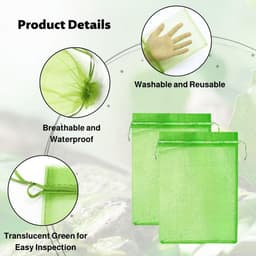 50x Fruitbeschermzakken Organza 17x23 cm met Trekkoord voor Druiven, Aardbeien en Tuin — thumbnail 2