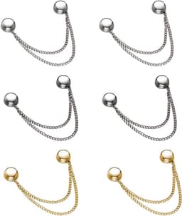 6 Stuks - Broekclip - Broekklem - Vest ketting - Magnetische Broek & T-Shirt Kleding Clip - Kleding Gesp - Broekpijp Verkorter - Bevestigingsclip voor broekspijp - Wasknijpers - Antislip Vaste Gesp - Roségoud, zilver en pistoolzwart — thumbnail 1