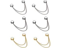 6 Stuks - Broekclip - Broekklem - Vest ketting - Magnetische Broek & T-Shirt Kleding Clip - Kleding Gesp - Broekpijp Verkorter - Bevestigingsclip voor broekspijp - Wasknijpers - Antislip Vaste Gesp - Roségoud, zilver en pistoolzwart — afbeelding 1