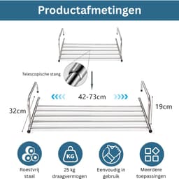 NBAP® Handdoekrek Radiator - Badkamer - Droogrek - Zilver — thumbnail 2