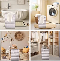 1 grote wasmand - waterdicht - opvouwbare hoge wasmand - met verlengde handgreep - voor kleding - slaapzaalspeelgoed en thuis-Zwart geblokt-40*30*60cm — thumbnail 3