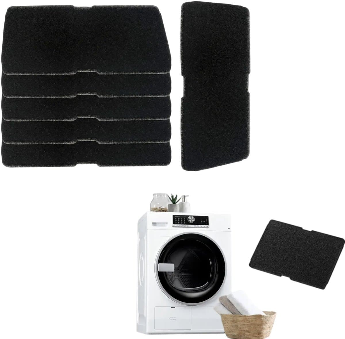 5 stuks - Geschikt voor Beko/Grundig/Blomberg drogerfilters - Drogeraccessoires - Zwart - Schuimfilter - 240*150mm - Geschikt voor wasdrogers en warmtepompdrogers — afbeelding 1