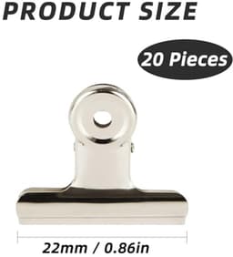 22 mm Bulldog Clips - Sterke Metalen Klemmen voor Documenten, Foto's en Labels - 20 Stuks — thumbnail 4