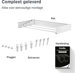 Goodly® High quality Wanddroogrek - Droogrek muur inklapbaar - Wasrek - Wasdroogrek buiten - QUALITY 8.4m - drooglijn - XXL - Wit — thumbnail 5