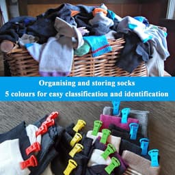 60 stuks sokkenclips - sokkenclip voor wasmachine en droger - sokkenhouder met haken - kleurrijke sokkenclips - multifunctionele sokkenklem - drogen en bewaren van gepaarde sokken - kleurenmix voor efficiënt gebruik — thumbnail 4